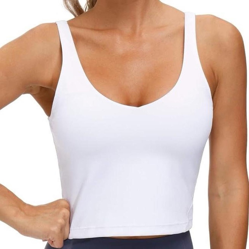 Women's White Athletic Crop Top With Sports Bra